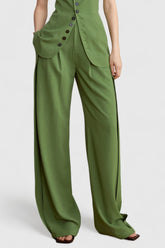 Pantalones elegantes de cintura alta - Verde